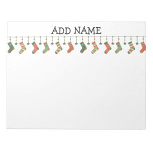 Christmas socks seasonal stockings garland text  notepad