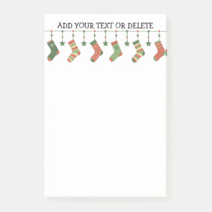 Christmas socks seasonal stockings garland text post-it notes