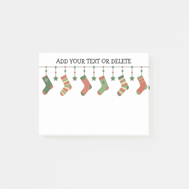 Christmas socks seasonal stockings garland text  post-it notes (Front)