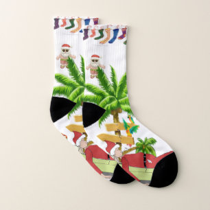 Christmas Socks, Summer Beach Santa Socks