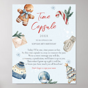 Christmas Soft Winter First Birthday Time Capsule Poster