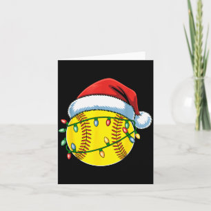 Christmas Softball Ball Santa Hat Softball Xmas Li Card