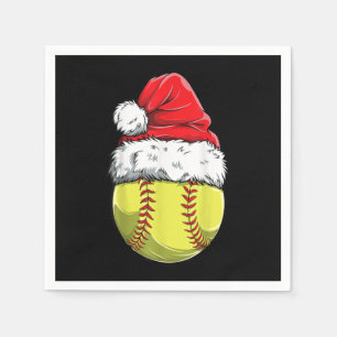 Christmas Softball Ball Santa Hat Xmas Girls Catch Napkins