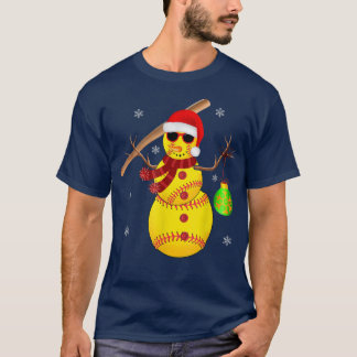 Christmas Softball Bat Snowman Santa Snowflake Gir T-Shirt