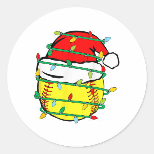 Christmas Softball Classic Round Sticker