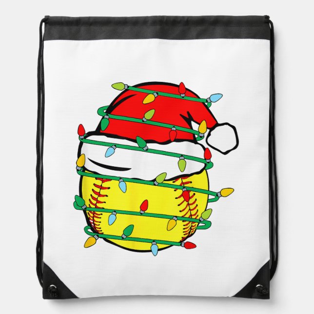 Christmas Softball  Drawstring Bag (Front)