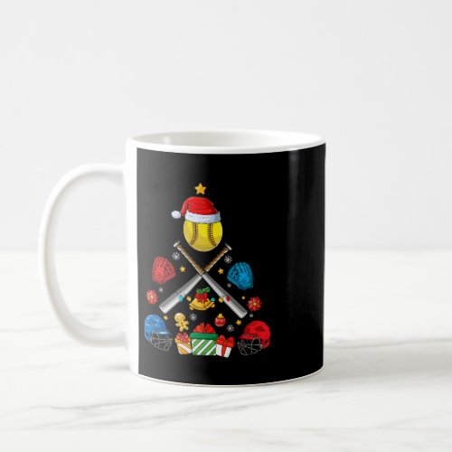 Christmas Softball Lover Xmas Tree Ball Santa Paja Coffee Mug