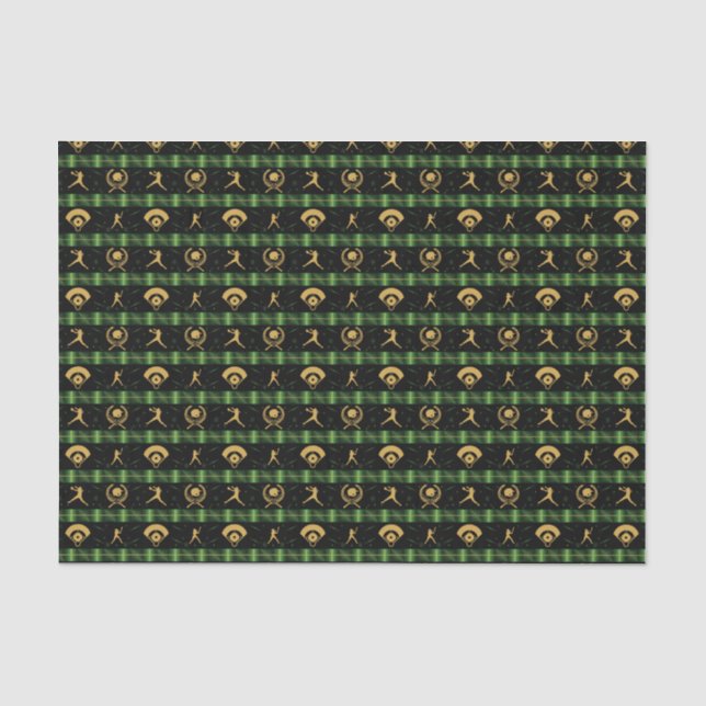 Christmas Softball Player - Girls Green Check Tissue Paper (Front)