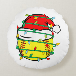 Christmas Softball Round Pillow