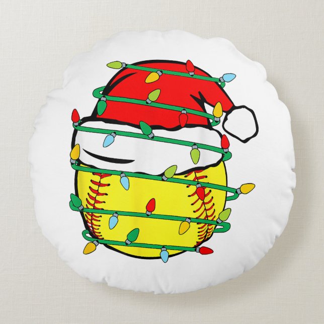 Christmas Softball  Round Pillow (Front)