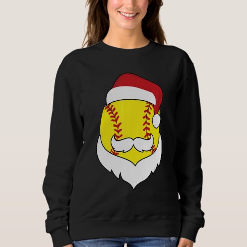 Christmas Softball Santa Hat Beard Xmas Sport Boy  Sweatshirt
