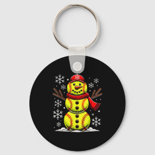 Christmas Softball Snowman Girls, Softball Christm Keychain