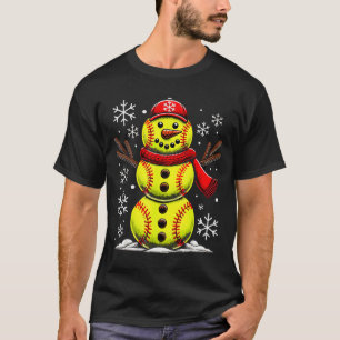 Christmas Softball Snowman Girls, Softball Christm T-Shirt