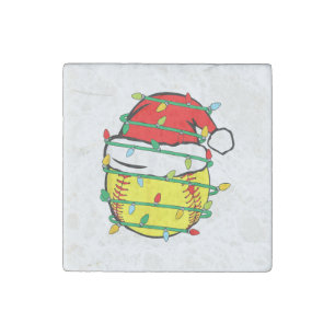 Christmas Softball Stone Magnet