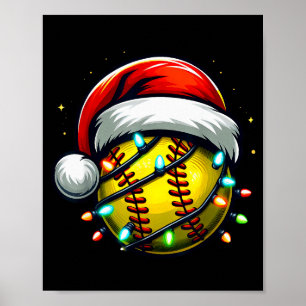 Christmas Softball Xmas Santa Softball Lover Boys Poster