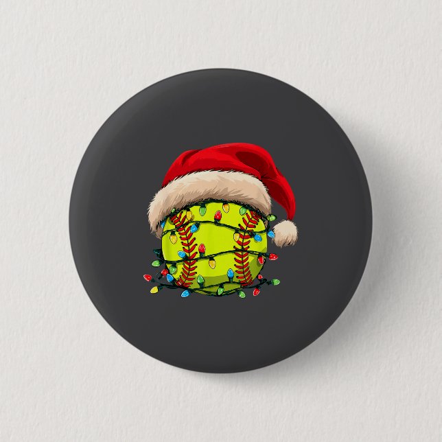 Christmas Softball Xmas Santa Srts Hat Mens Womens Button (Front)