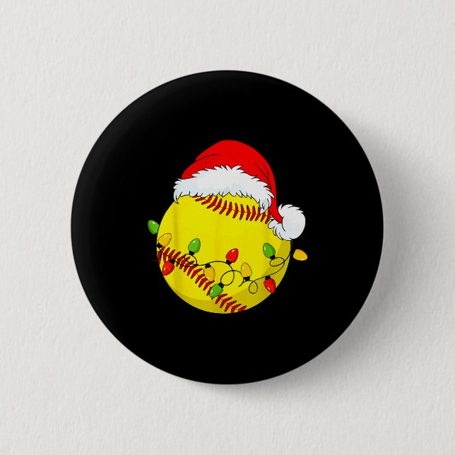 Christmas Softball Xmas Santa Srts Hat Mens Womens Button (Front)