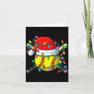 Christmas Softball Xmas Santa Srts Hat Mens Womens Card