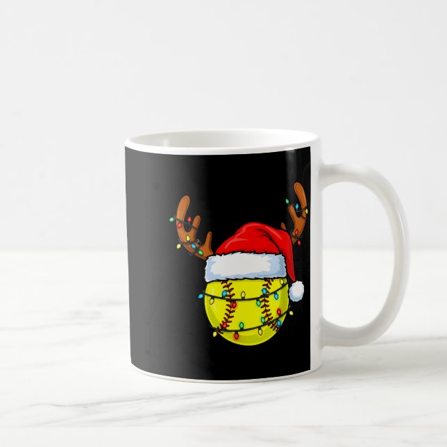 Christmas Softball Xmas Santa Srts Hat Mens Womens Coffee Mug (Right)
