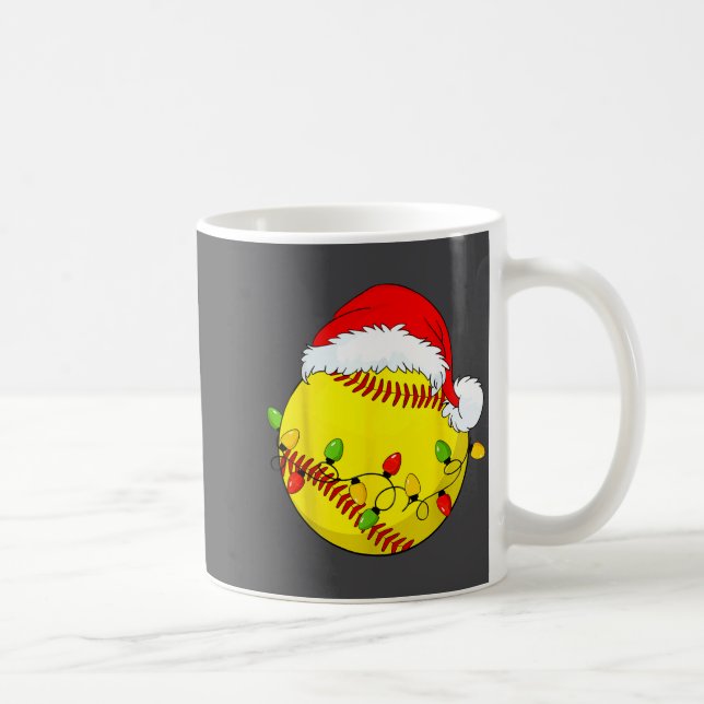 Christmas Softball Xmas Santa Srts Hat Mens Womens Coffee Mug (Right)