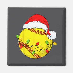 Christmas Softball Xmas Santa Srts Hat Mens Womens Magnet