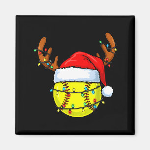 Christmas Softball Xmas Santa Srts Hat Mens Womens Magnet