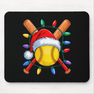 Christmas Softball Xmas Santa Srts Hat Mens Womens Mouse Pad
