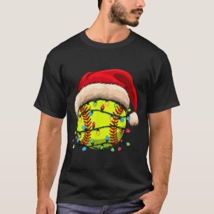 Christmas Softball Xmas Santa Srts Hat Mens Womens T-Shirt