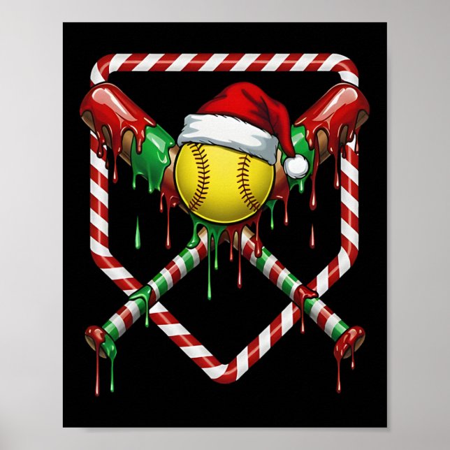 Christmas Softll Santa Hat Ice Cream Drip Men Wome Poster (Front)