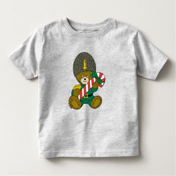 Christmas Soldier Guard Bear With Candy Cane  Toddler T-shirt by vicesandverses at Zazzle