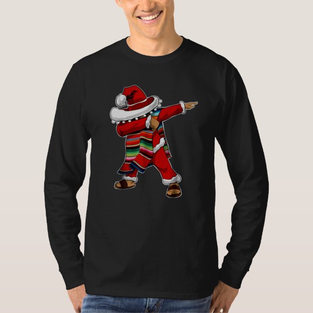 Christmas Sombrero Dabbing Mexican Poncho Santa Sh T-Shirt (Front)