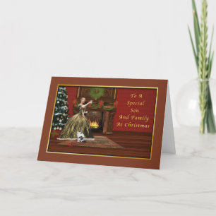 Christmas, Son and Family, Old Fashioned Holiday Card