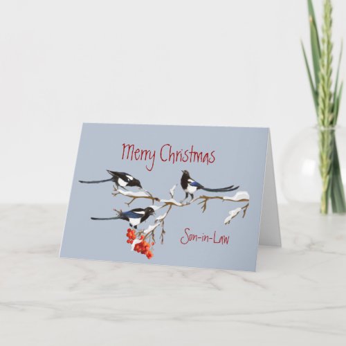 Christmas Son_in_law Nice as you Magpie Birds Holiday Card