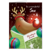 Christmas, Son. Snowdrop on Red Nose Deer (Front)