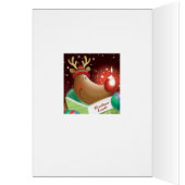 Christmas, Son. Snowdrop on Red Nose Deer Cards (Inside (Left))
