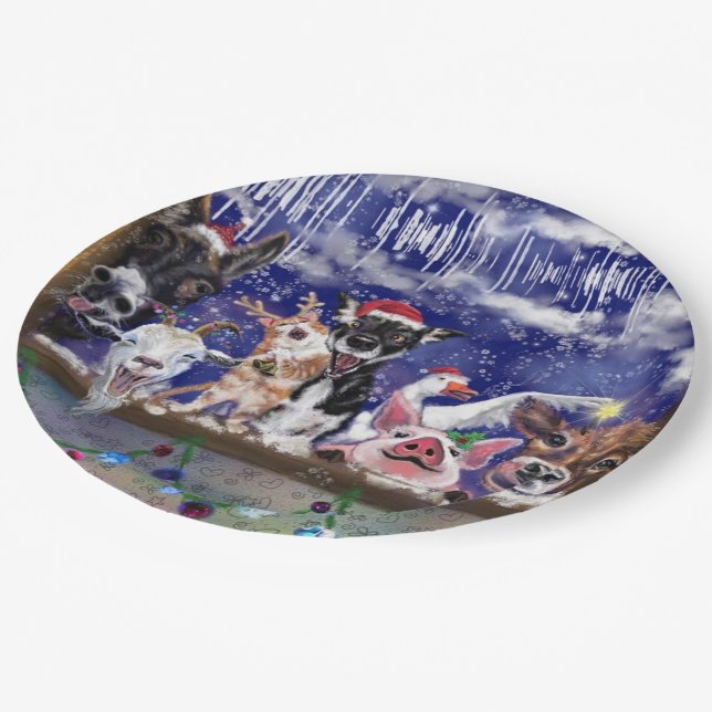 Christmas Song - Animal Party Paper Plates (Angled)