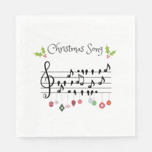 Christmas Song birds singing Napkins