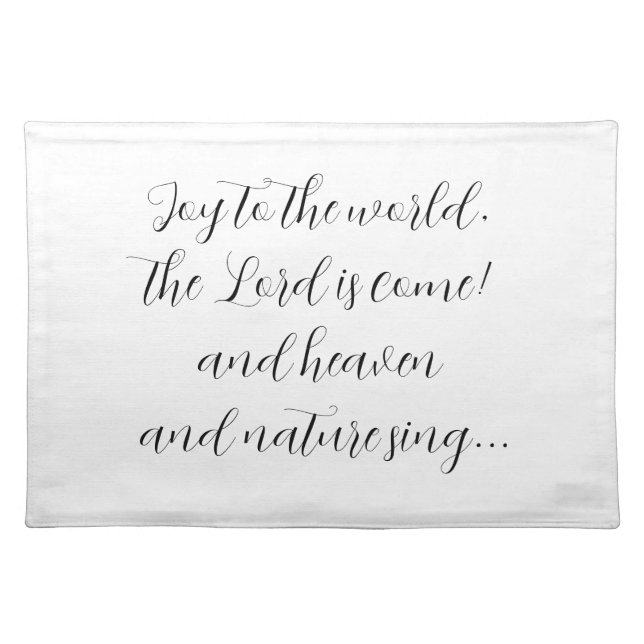 Christmas Song Script Joy To The World Cloth Placemat (Front)