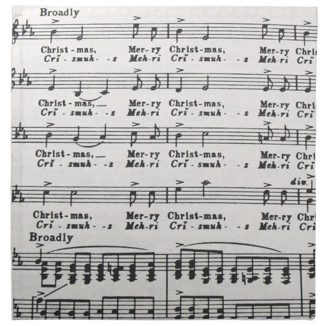Christmas Song Sheet Music Cloth Napkin (Front)
