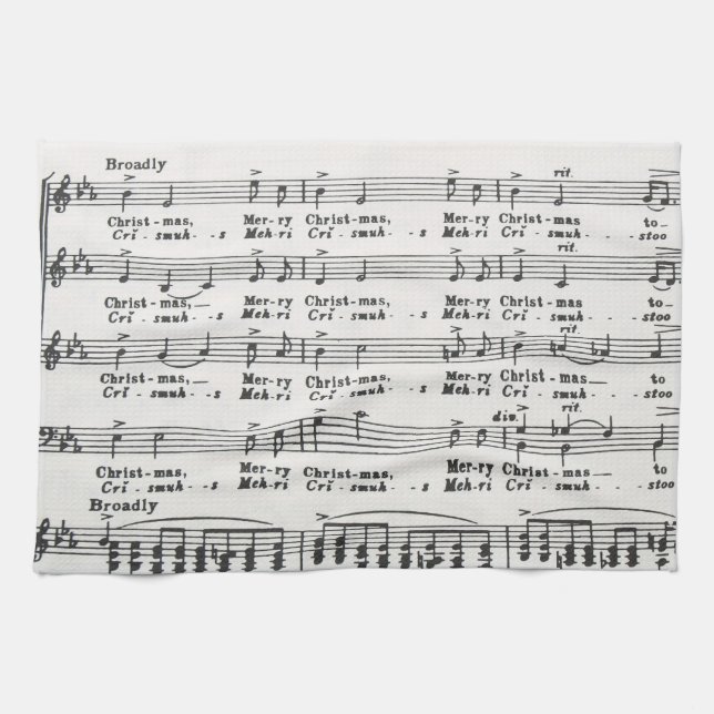 Christmas Song Sheet Music Kitchen Towel (Horizontal)