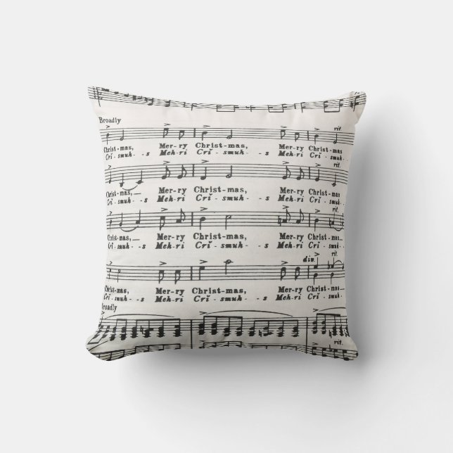 Christmas Song Sheet Music Merry Christmas Throw Pillow (Front)