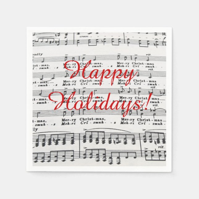 Christmas Song Sheet Music Paper Napkins (Front)