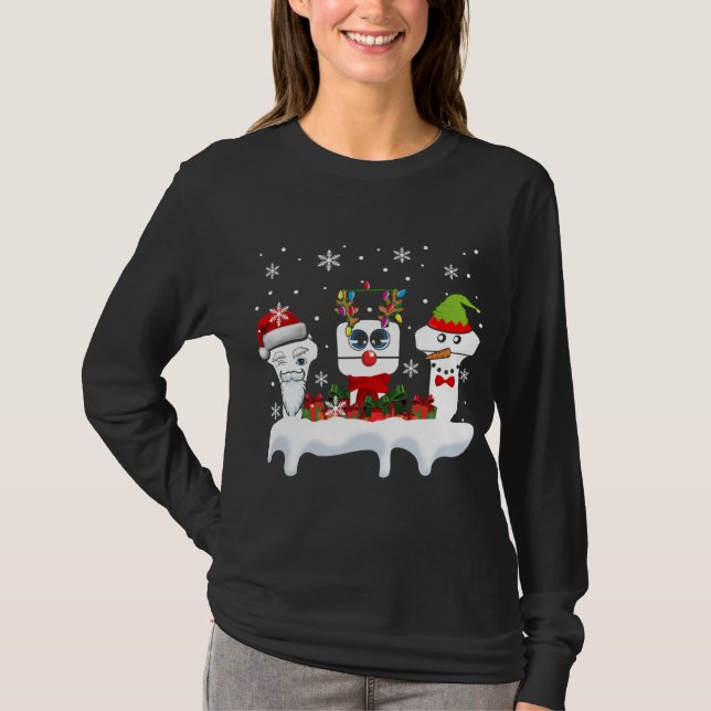 Christmas Sonographer Ultrasound Funny Santa Reind T-Shirt (Front)