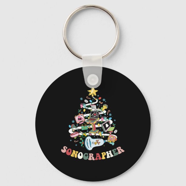 Christmas Sonographer Ultrasound Technologist Xmas Keychain (Front)