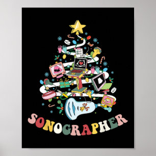 Christmas Sonographer Ultrasound Technologist Xmas Poster