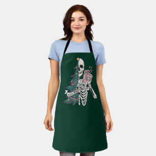 Christmas Sorta Scary Sorta Merry Funny Skeleton Apron