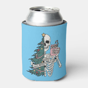 Christmas Sorta Scary Sorta Merry Funny Skeleton Can Cooler