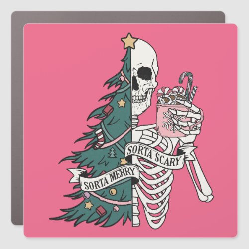 Christmas Sorta Scary Sorta Merry Funny Skeleton  Car Magnet