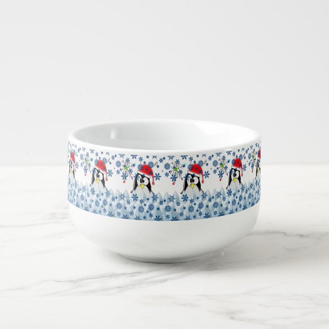 Christmas Soup Mug, Penguin Mug (Front)