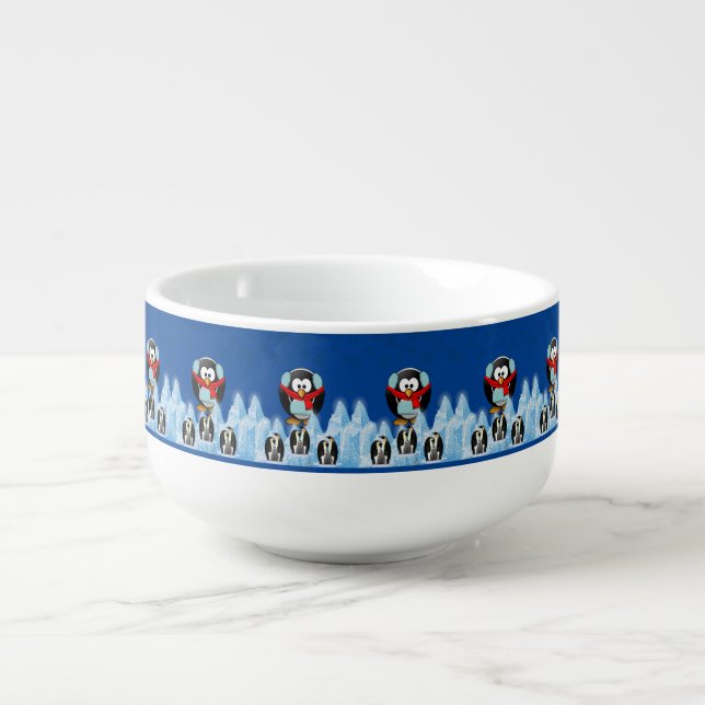 Christmas Soup Mug, Penguin Mug (Front)